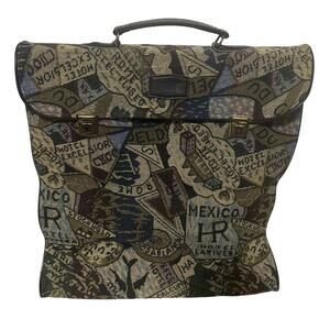 CUNARD HERZ Folding Travel Bag Train Case Tapestry Vintage Locking Carryon